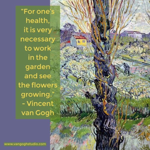 "For one's health, it is very necessary to work in the garden and see the flowers growing." - Vincent van Gogh